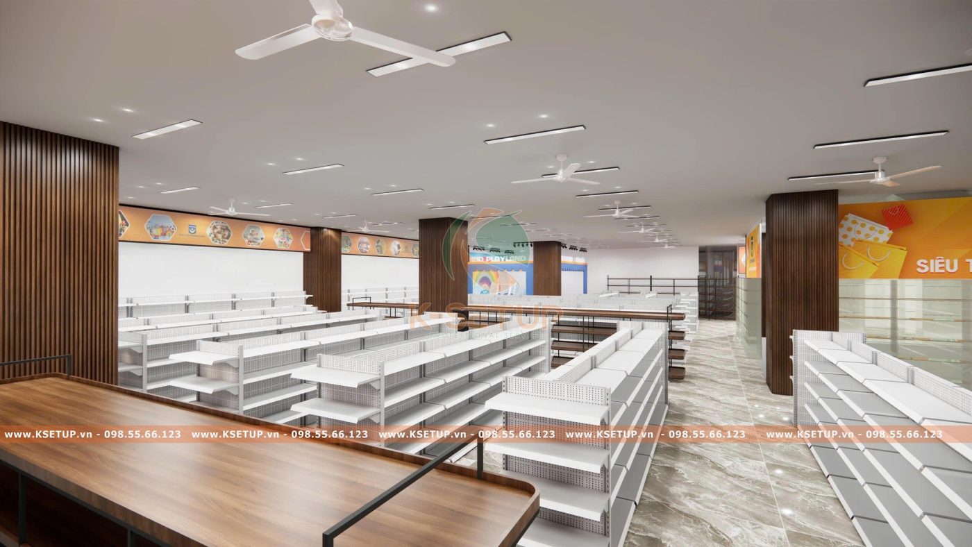 thiết kế ánh sáng siêu thị mini